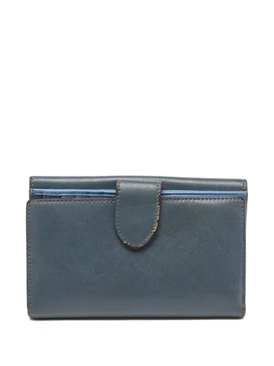 Pre-owned Fendi Brand-motif Leather Compact Wallet In Grey