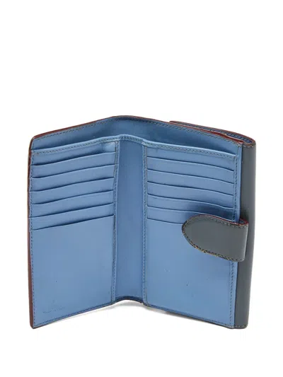 Pre-owned Fendi Brand-motif Leather Compact Wallet In Grey