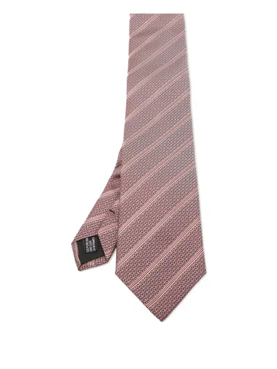 Pre-owned Saint Laurent Striped-pattern Silk Tie In Red