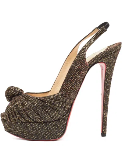 Pre-owned Christian Louboutin 145mm Slingback Knotted Pumps In Black