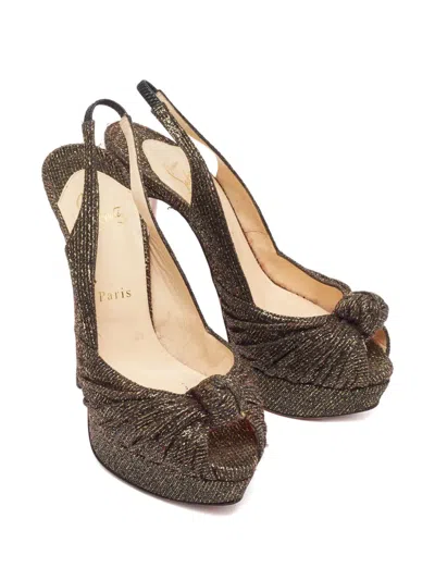 Pre-owned Christian Louboutin 145mm Slingback Knotted Pumps In Black