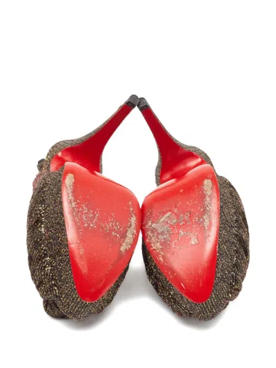 Pre-owned Christian Louboutin 145mm Slingback Knotted Pumps In Black