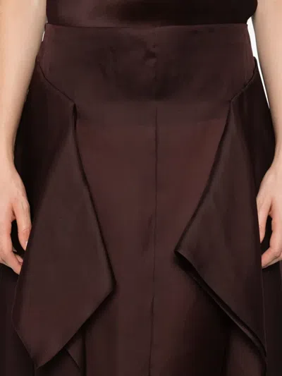 Khaite Nina Layered Panel Midi Skirt In Brown