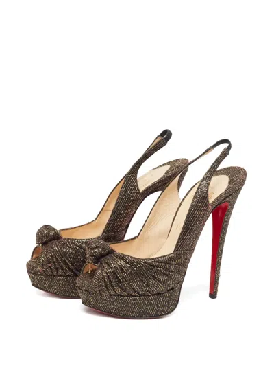Pre-owned Christian Louboutin 145mm Slingback Knotted Pumps In Black