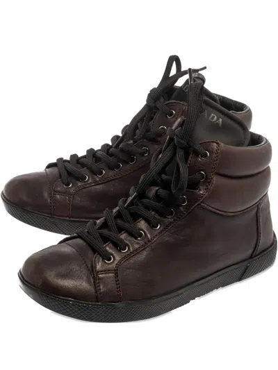 Pre-owned Prada Leather High-top Sneakers