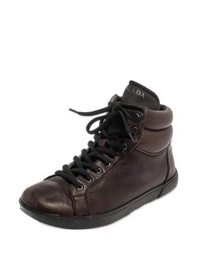 Pre-owned Prada Leather High-top Sneakers
