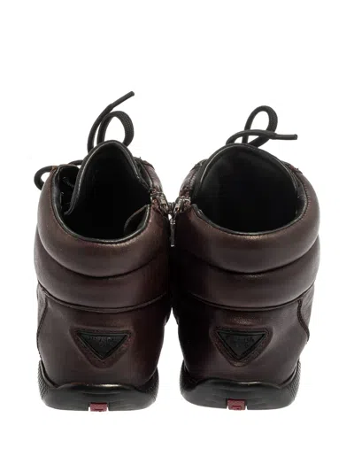 Pre-owned Prada Leather High-top Sneakers