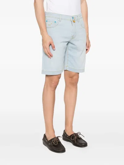 Jacob Cohen Nicolas Embroidered Denim Shorts In Blue