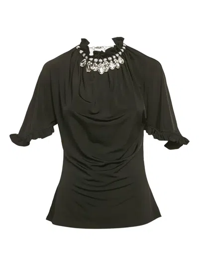 Pre-owned Rabanne Crystal-embellished Draped Top In Black