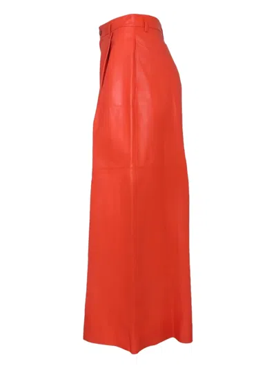 Alysi Pleated Leather Trousers In Orange