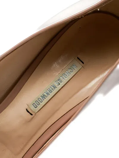 Pre-owned Nicholas Kirkwood 115mm Patent Leather Block Heel Pumps In Neutral