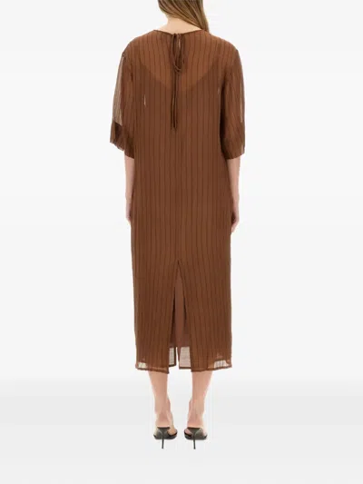 Alysi Stripe-pattern Midi Dress In Brown