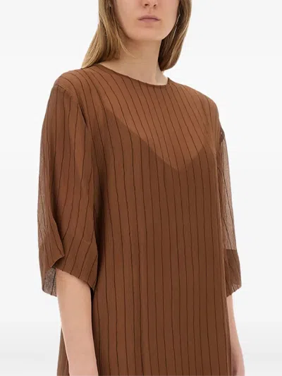 Alysi Stripe-pattern Midi Dress In Brown