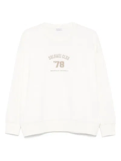 Brunello Cucinelli Logo-embroidered Sweatshirt In White