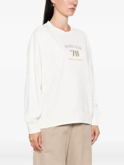 Brunello Cucinelli Logo-embroidered Sweatshirt In White