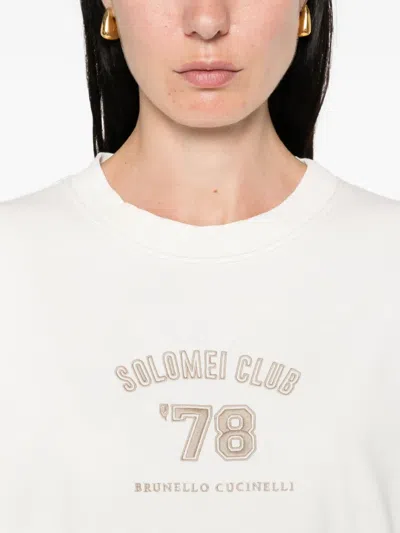 Brunello Cucinelli Logo-embroidered Sweatshirt In White