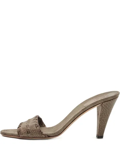 Pre-owned Gucci 90mm Gg Canvas Sandals In Brown