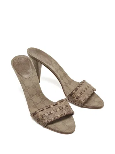 Pre-owned Gucci 90mm Gg Canvas Sandals In Brown