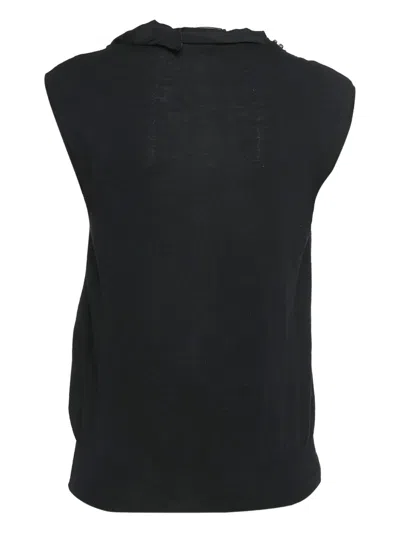 Pre-owned Lanvin Faux Pearl-embellishment Sleeveless Top In Black