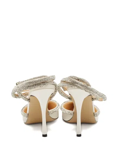 Pre-owned Mach&mach 100mm Crystal Heart Pumps In Neutral