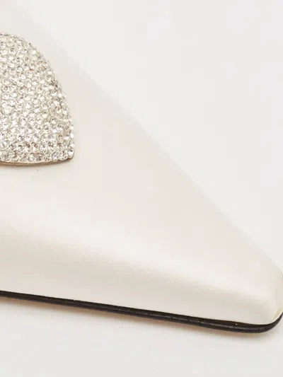 Pre-owned Mach&mach 100mm Crystal Heart Pumps In Neutral