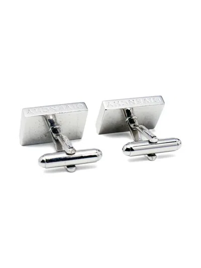 Pre-owned Givenchy Rectangular Crystal-embellished Cufflinks In Silver