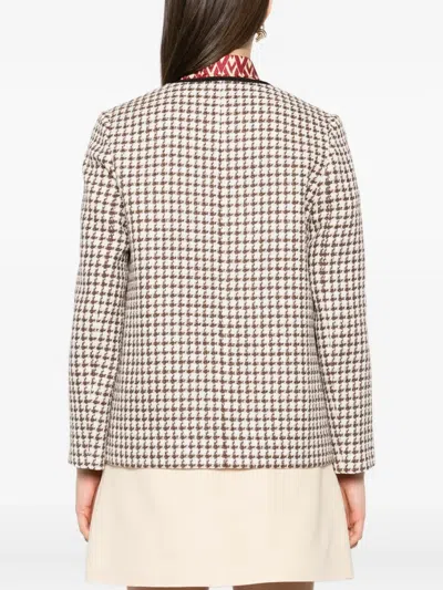 Valentino Womens Latte Moro V-neck Woven Tweed Jacket In Nude