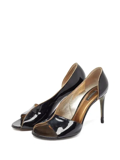 Pre-owned Dolce & Gabbana 100mm Patent Leather Peep Toe Pumps