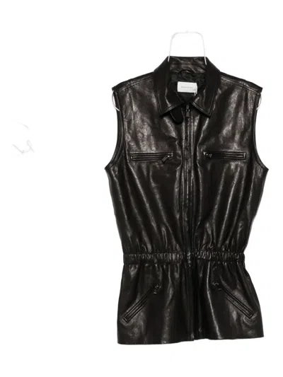 Magda Butrym Leather Belted Biker Vest
