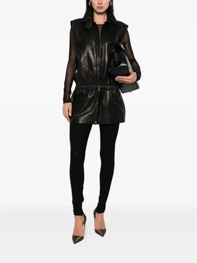 Magda Butrym Leather Belted Biker Vest