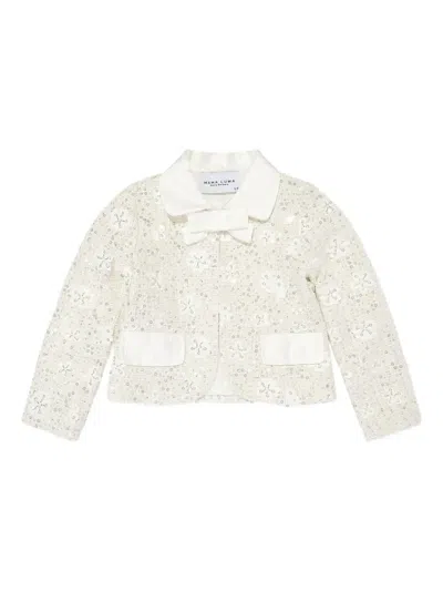 Mama Luma Girls Sequin Embroidered Jacket In White