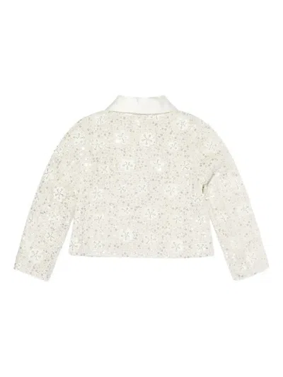 Mama Luma Girls Sequin Embroidered Jacket In White