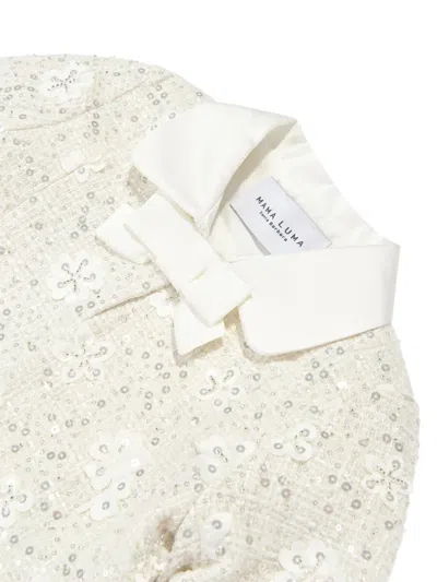 Mama Luma Girls Sequin Embroidered Jacket In White