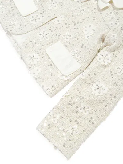 Mama Luma Girls Sequin Embroidered Jacket In White