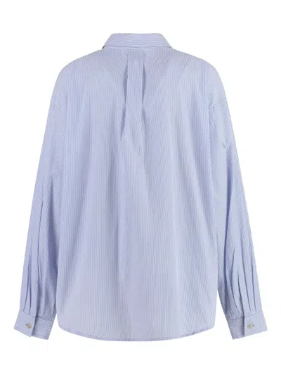 Mother Striped-pattern Cotton Shirt In Blue