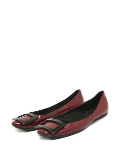 Pre-owned Roger Vivier Vintage Buckle-detail Leather Ballet Flats