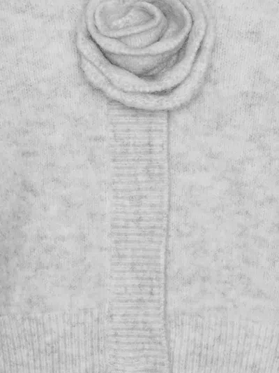 Rotate Birger Christensen Cropped Alpaca And Wool Cardigan With V-neck In White