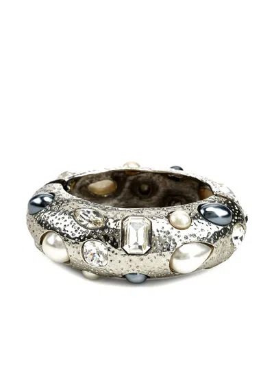 Kenneth Jay Lane Pearl-embellished Bangle Bracelet In Metallic