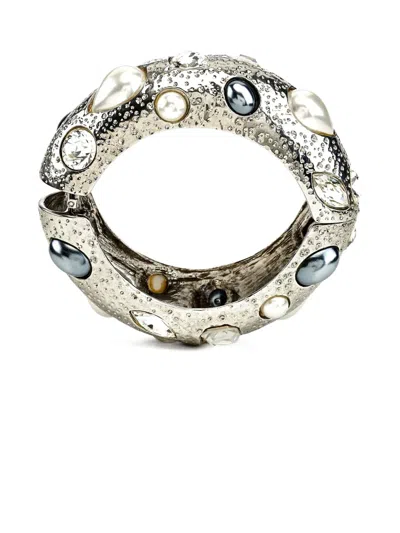 Kenneth Jay Lane Pearl-embellished Bangle Bracelet In Metallic