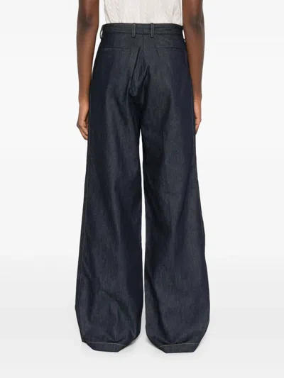 Sandro Womens Deep Blue Wide-leg High-rise Denim Suit Trousers