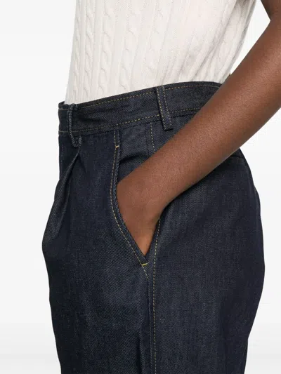 Sandro Womens Deep Blue Wide-leg High-rise Denim Suit Trousers