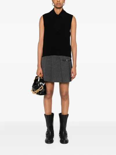 Sandro Pleated Buckled Skirt In Gray