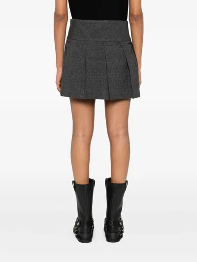 Sandro Pleated Buckled Skirt In Gray