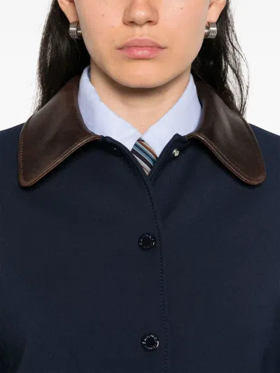 Sandro Womens Contrast-collar Cropped Stretch-woven Jacket Navy Blue In Blue