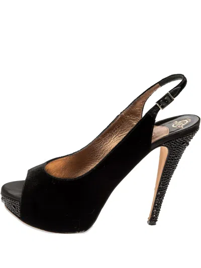 Pre-owned Gina  140mm Embellished Slingback Sandals