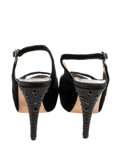 Pre-owned Gina  140mm Embellished Slingback Sandals