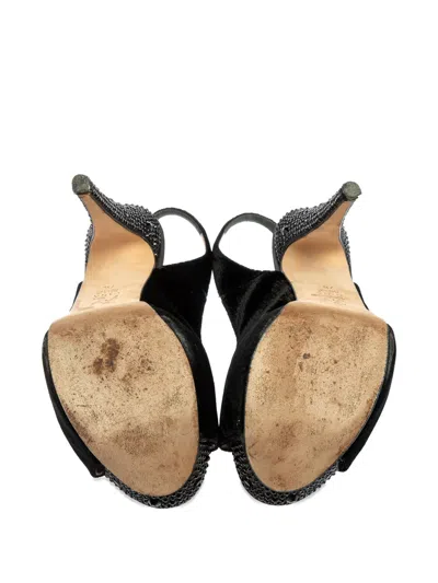 Pre-owned Gina  140mm Embellished Slingback Sandals