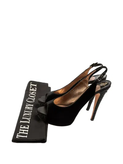 Pre-owned Gina  140mm Embellished Slingback Sandals