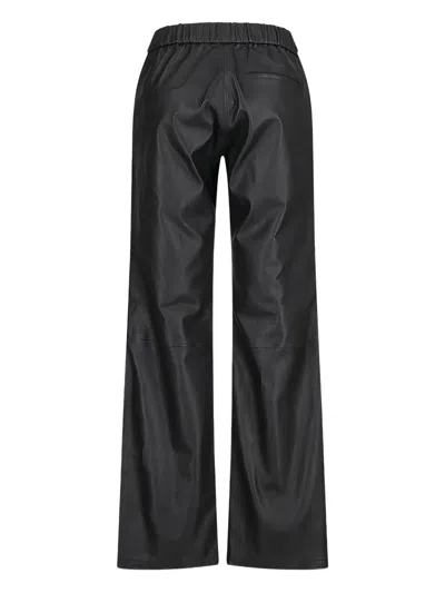 Enes Elastic-waist Leather Trousers In Black
