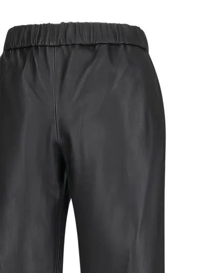 Enes Elastic-waist Leather Trousers In Black